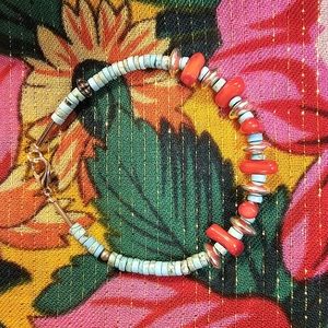 Native American Turquoise Coral Handmade Bracelet.